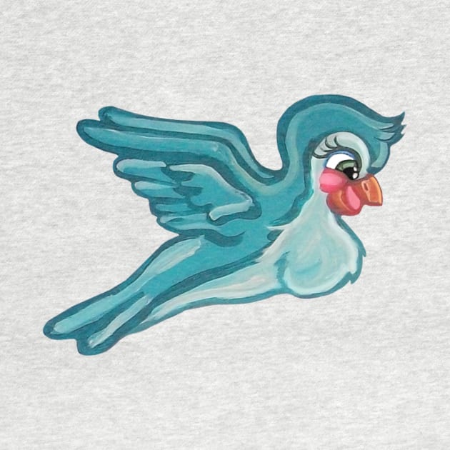 Cute Flying Turquoise Bird by Art by Deborah Camp